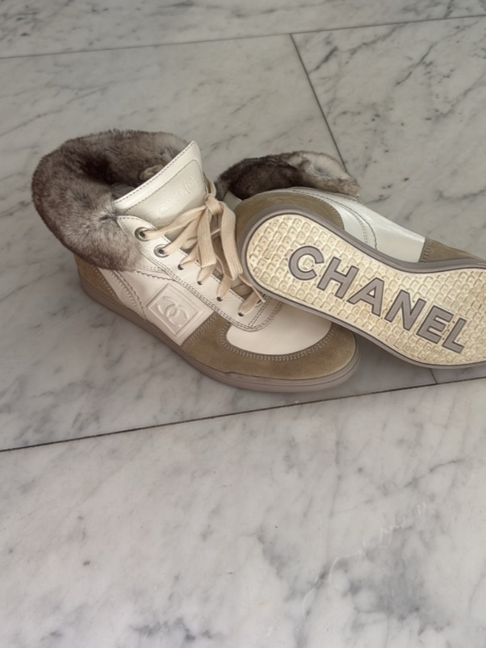 Chanel Perfect condition 2009 vintage chinchilla sneakers size 36